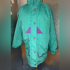 Haband Vintage 90s Green and Purple Snow Jacket Coat Parka